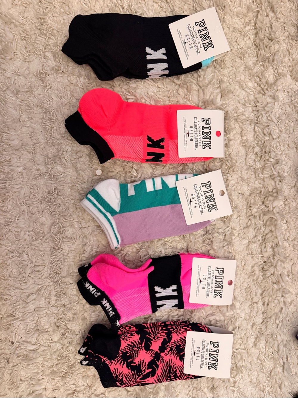 PINK Low-Cut Sock Pack in Black, Hot Pink, Teal & Lavender